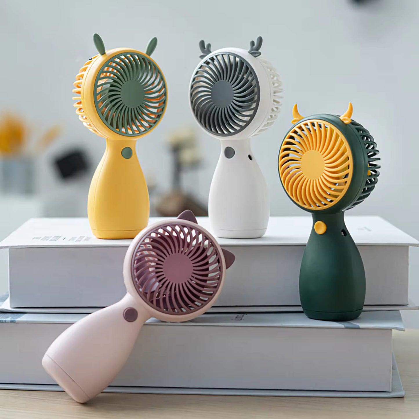 Small Handheld Student Fan Portable Mini Desktop Fan With Usb Charging Outdoors | Mini Cartoon Fan ( Random Color )