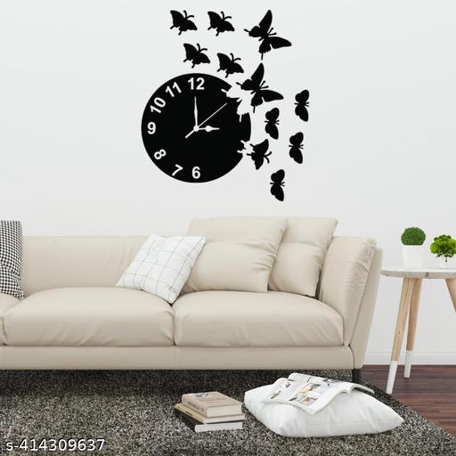 Beautiful Butterfly Wooden Wall Clock 3d Wooden Wall Art , Wall Décor