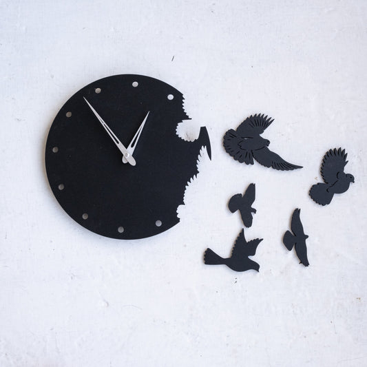 3d Wooden Birds Wall Clock Wall Decoration